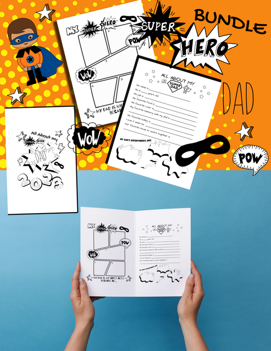Super Hero Dad Father's Day Card Bundle- Instant Download