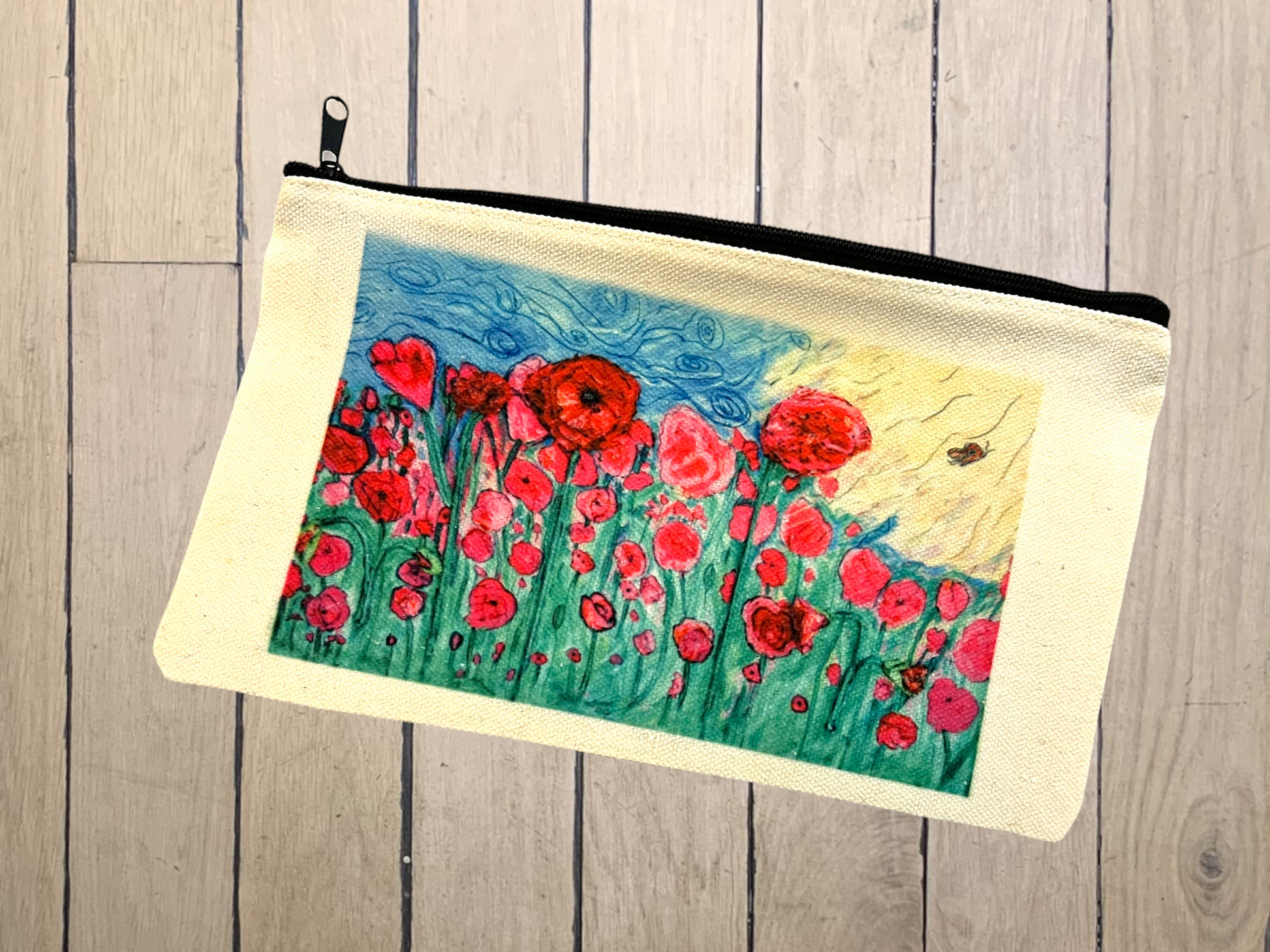 Colored Cotton Art Pouch, Custom Zippered Pouches